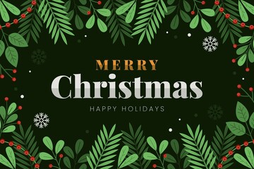 christmas tree branches background flat vector design illustration