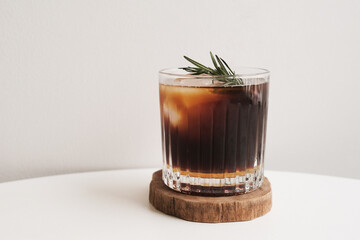 A glass of iced black coffee