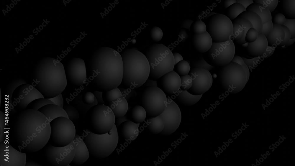 Poster abstract structure with 3d rendered balls on a black background. minimal futuristic motion graphic c