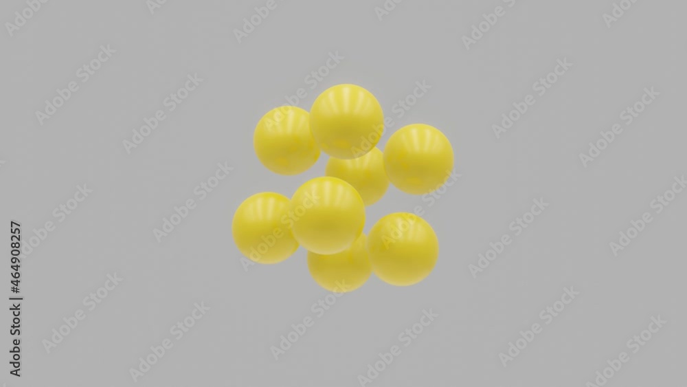 Aufkleber yellow 3d spheres structure moving on a white background. abstract seamless loop 3d rendered motion 