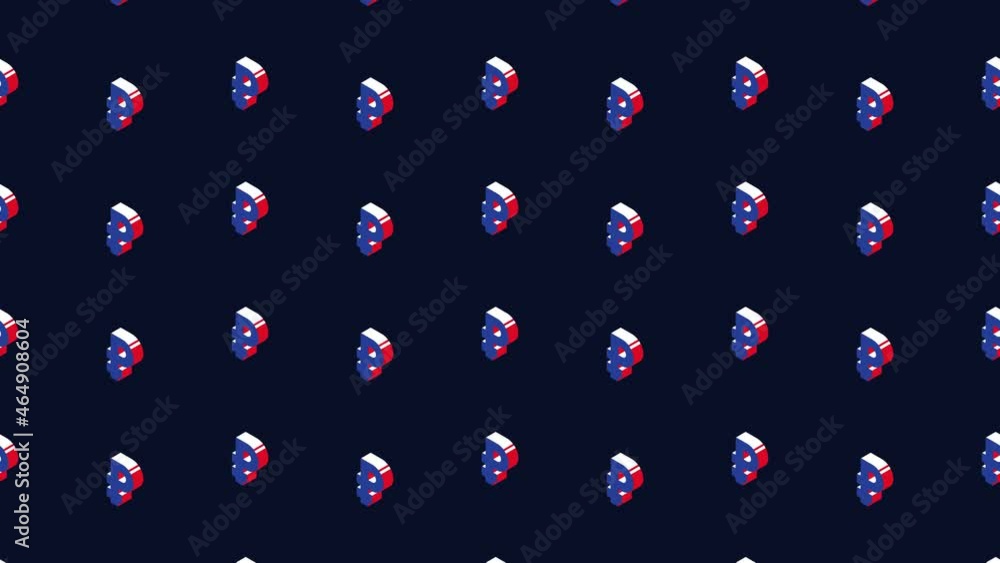 Aufkleber isometric symbols of russian currency ruble in animated pattern on a dark background. simple seamles