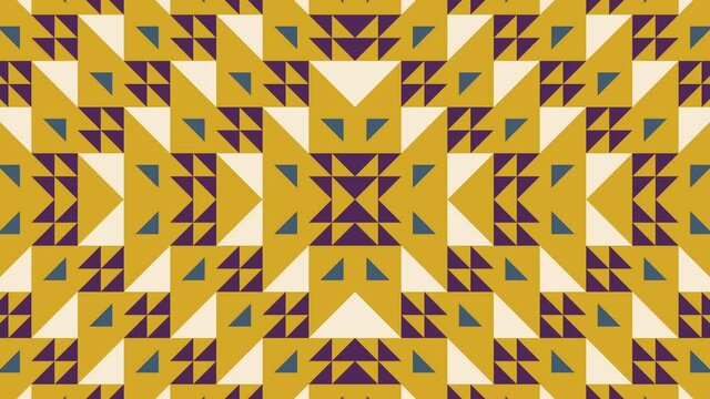 Abstract shapes in minimal dynamic pattern. Multicolor geometric mosaic with animated tiles. Motion graphic background in a flat design