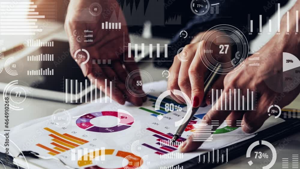 Poster conceptual business dashboard for financial data analysis . 3d render computer graphic .