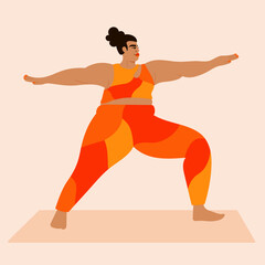 Illustration of woman wearing bright sportswear doing yoga pose