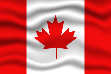 Canada wave on flag realistic effect. Fabric textile waving on wind effect vector illustration