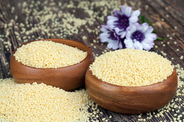 yellow dry crushed couscous is a traditional food for Africa