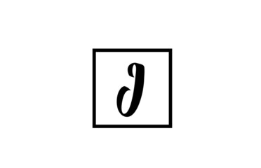 J alphabet letter logo icon. Simple black and white design for business and company