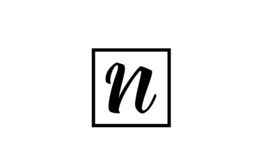 N alphabet letter logo icon. Simple black and white design for business and company