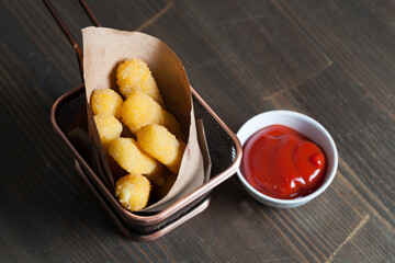 large cheese sticks made of deep-fried baked cheese