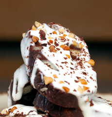 chocolate cake with white and dark chocolate