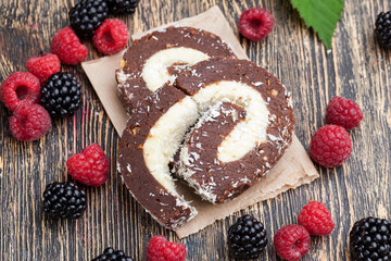 chocolate cake with creamy coconut filling