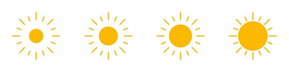 Sun icons set. Illustration. Flat style.