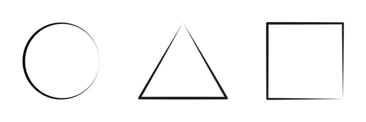Fototapeta premium Shapes - circle, triangle and square. Contours of geometric shapes. Illustration.