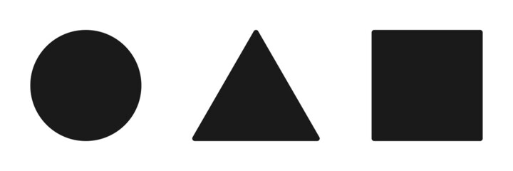 Shapes - circle, triangle and square. Contours of geometric shapes. Illustration.