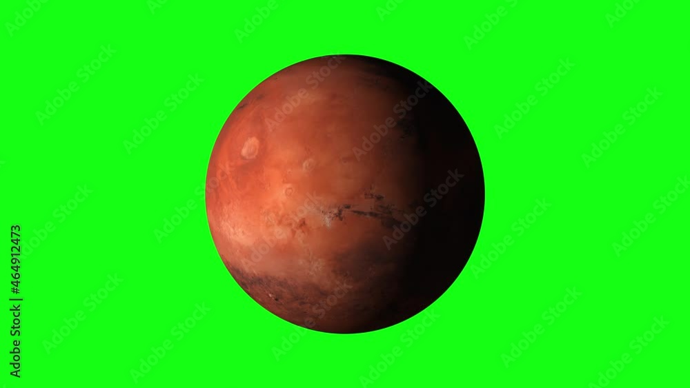Wall mural beautiful planet of mars animation in green screen. close to the world, mars is rotating. milky way 