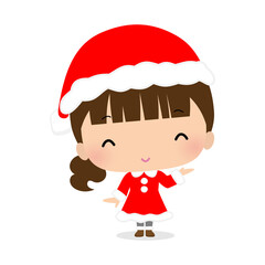 【クリスマス】サンタの服を着た女の子のイラスト