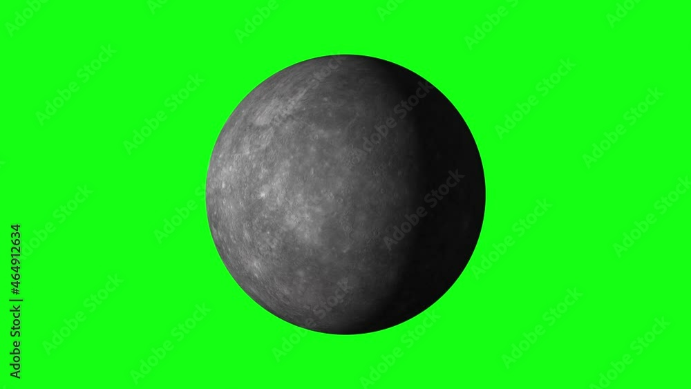 Wall mural solar system's planet of mercury animation in green screen. mercury is rotating.