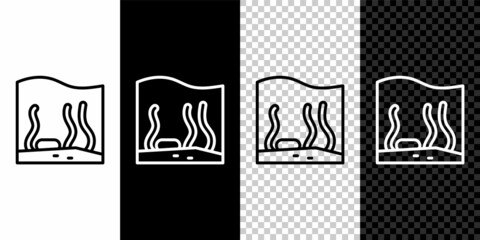 Set line Aquarium icon isolated on black and white background. Aquarium for home and pets. Vector