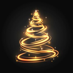 light trail christmas tree vector design illustration