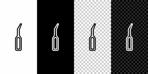 Set line Dental explorer scaler for teeth icon isolated on black and white background. Vector