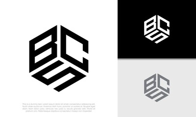 Initials BCS. BSC logo design. Initial Letter Logo. Hexagon logo design.	