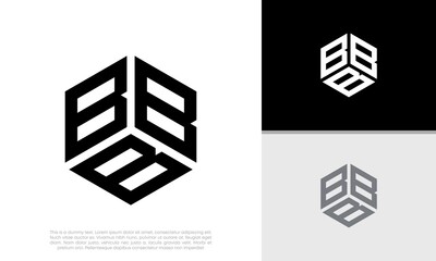 Initials B. BBB logo design. Initial Letter Logo. Hexagon logo design.  © harika013