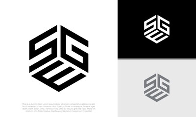 Initials SGE. SEG logo design. Initial Letter Logo. Hexagon logo design.	
