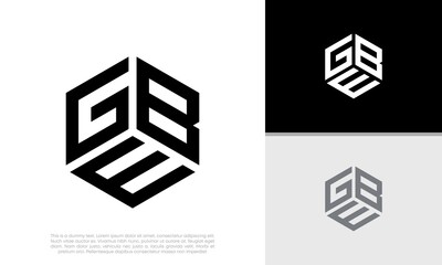 Initials GBE. GEB logo design. Initial Letter Logo. Hexagon logo design.	