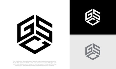 Initials GSC. GCS logo design. Initial Letter Logo. Hexagon logo design.	