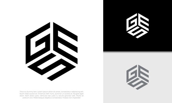 Initials GES. GSC logo design. Initial Letter Logo. Hexagon logo design.	