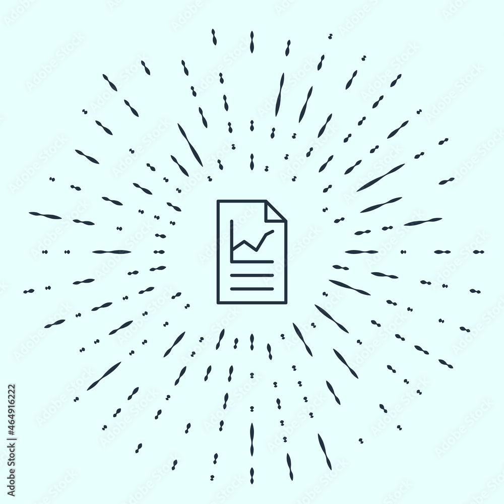 Poster black line document with graph chart icon isolated on grey background. report text file icon. accoun