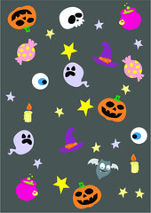halloween seamless pattern with icons