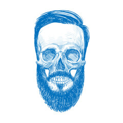 Skull hipster style, creative fashion design. Hand drawn vector illustration
