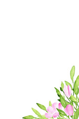 Blank with watercolor flowers for invitation, arrangements ets.