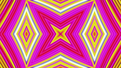 Geometric abstract background. Abstract symmetrical composition, multicolored 3d elements. 3d render abstract kaleidoscope with 3d simple objects. Motion design style