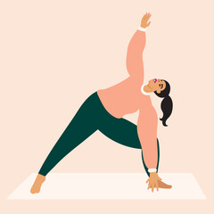 Illustration of woman wearing soft cozy clothes doing yoga pose