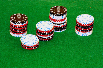 Stacks of chips for gambling to illustrate the concept of gambling