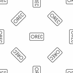 Grey line Record button icon isolated seamless pattern on white background. Rec button. Vector