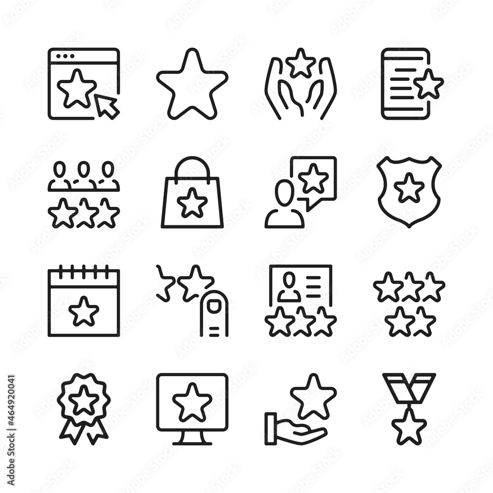 Poster stars line icons set. modern graphic design concepts, simple outline elements collection. vector lin