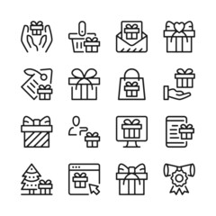 Gift line icons set. Modern graphic design concepts, simple outline elements collection. Vector line icons
