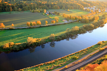 Indian Summer Abendstimmung auf dem Weser Skywalk bei Bad Karlshafen 
