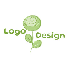 Vector green logo. Concept design of Plant, nature, ecology, garden, bio, growth, health and beauty care. Hand drawn icon of abstract flower. 