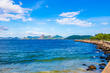 Fototapeta na wymiar Flamengo Beach panorama view and cityscape Rio de Janeiro Brazil.