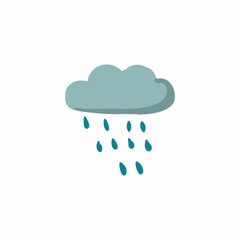 Rainy cloud colorful flat illustration. Flat icon of cloud with rain