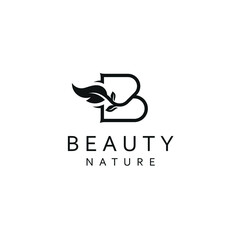 Initials Letter B Vector Leaf Logo Design Template, Natural Beauty Icon Concept 