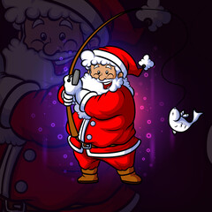 The fisherman santa esport mascot design