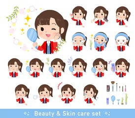 美容に関するセールスはっぴ女性のセット