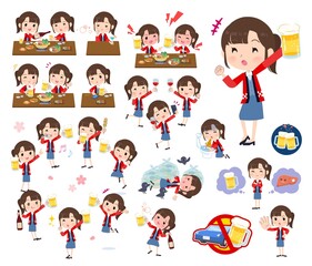 お酒に関するセールスはっぴ女性のセット