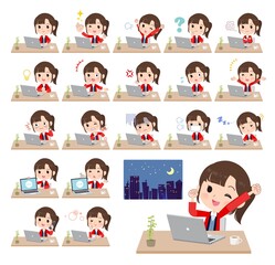 デスクワークに関するセールスはっぴ女性のセット