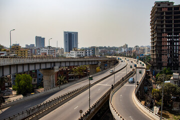 Fototapeta premium Landscape view of Akhtaruzzaman Flyover (Muradpur Flyover) in Chittagong city